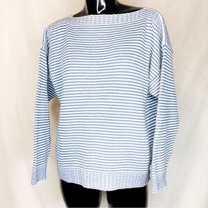 GUERNSEY Vintage Blue and White Striped Boatneck Sweater